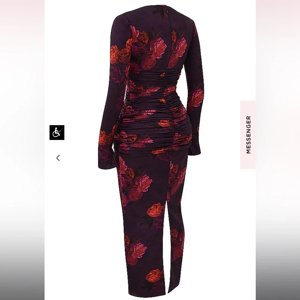 House of CB Lanetta Ruched Long Sleeve Maxi Dress Romantic Floral - Picture 6 of 9